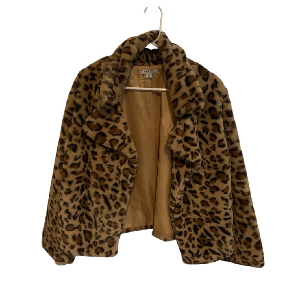 Favlux Faux Fur Cheetah Print open front coat size M